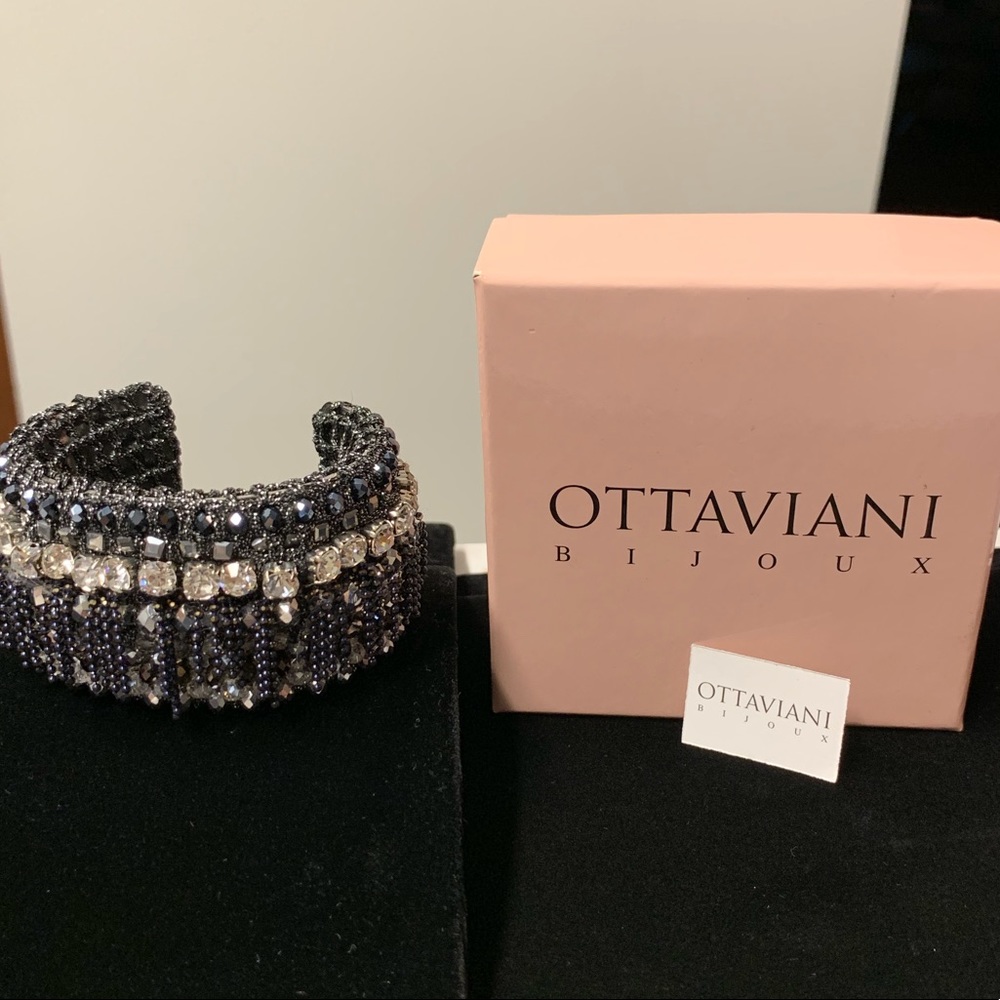 Ottaviana black and crystal cuff bracelet